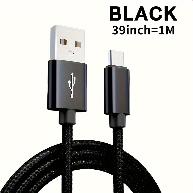 1m 2m 3m USB C Cable Black 1M39inch33FT